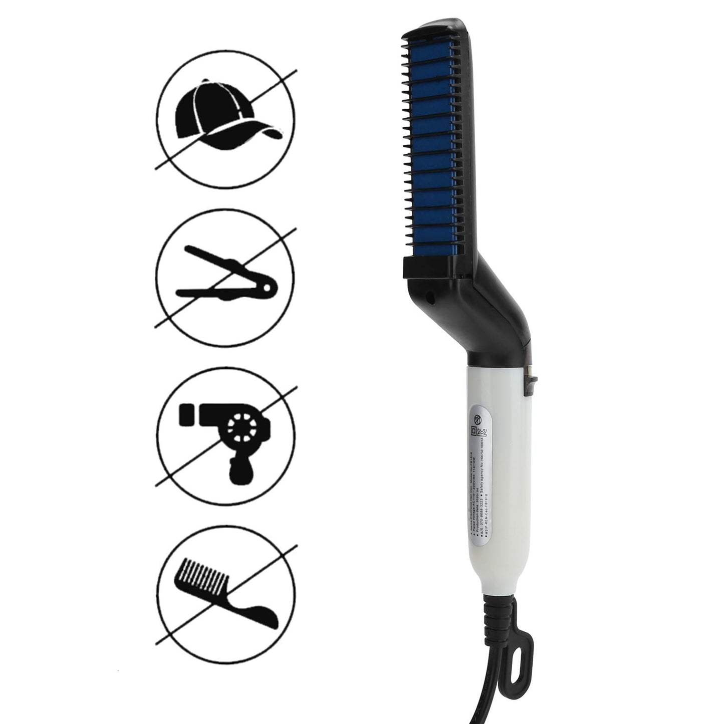 Agatige Beard Straightener Comb, Fast Heating Multifunctional Electric Hair Comb Portable Beard Brush Styler for Men Women Home Travel Use(US)