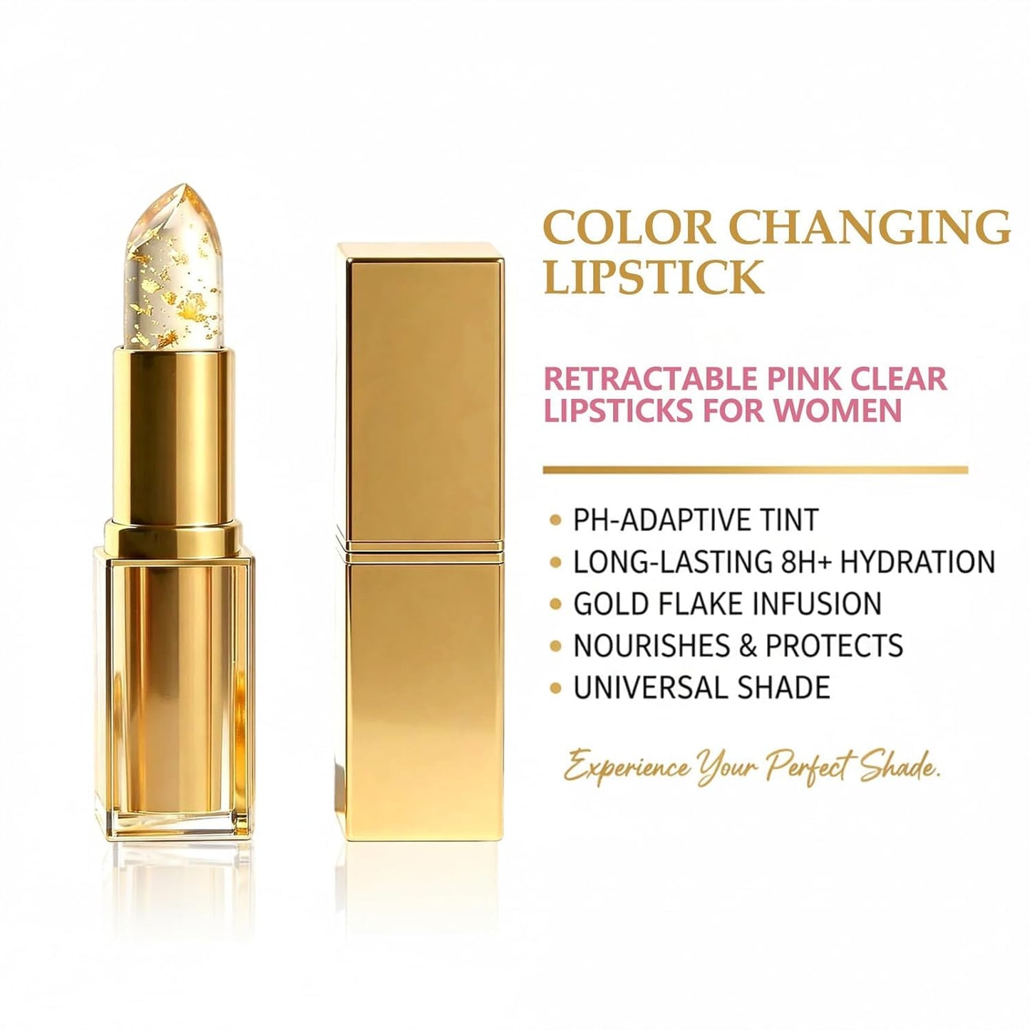 Color Changing Lipstick Set | pH Adjusting Clear Lip Gloss for Long-Lasting Hydration - 2PCS, Transferproof & 8+ Hour Wear