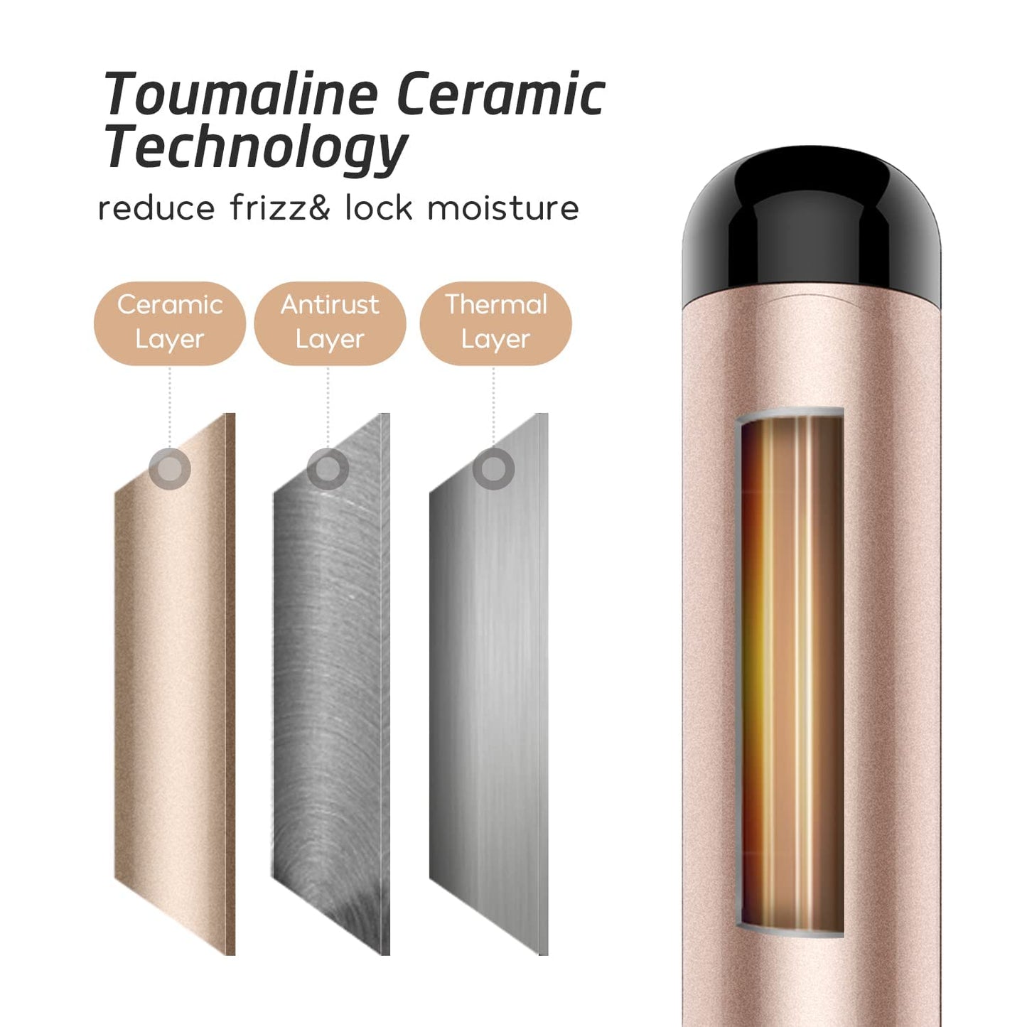 Curling Iron - 2 Inch Large Barrel Dual Voltage Ceramic Tourmaline Wand with LCD Display & Glove Included