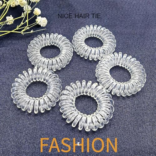 Clear Spiral Hair Ties - No Crease, 20 Pcs for All Hair Types