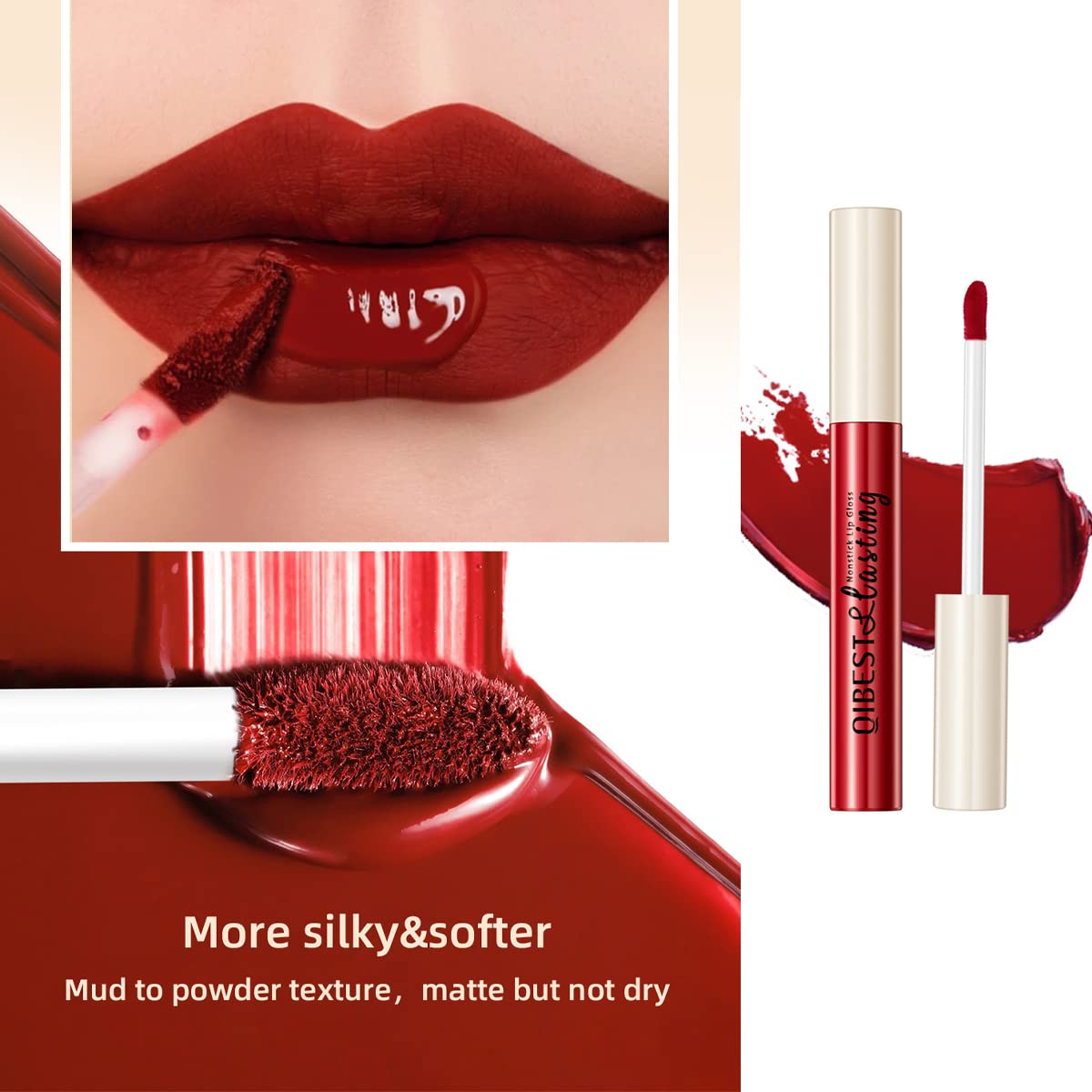 Matte Liquid Lipstick Set - 12 Pcs Long-Lasting Waterproof Lip Stain | Dark Bright Red