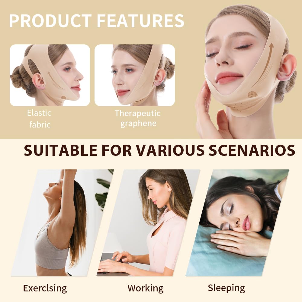 V Line Lifting Mask - Reusable Chin Strap for Double Chin Reduction | Face Slimming & Jawline Shaping, Medium Size