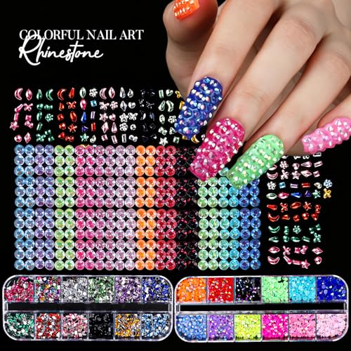 Teenitor Nail Art Kit with 5 Charm Boxes, Stickers & Tools