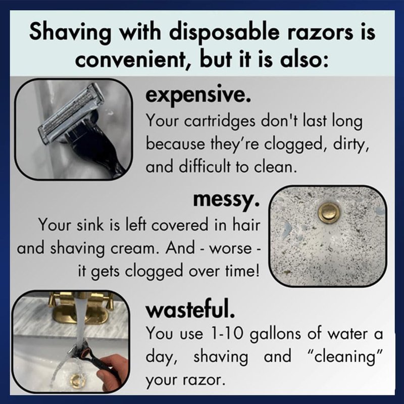 Razor Rinser 2.0, Razor Cleaner Tool, Portable Manual Razor Cleaner, Fits Most Manual Shavers, Fast Rinse, Keep Sink Clean and Clog-Free, Making Shaving Easier and Cleaner