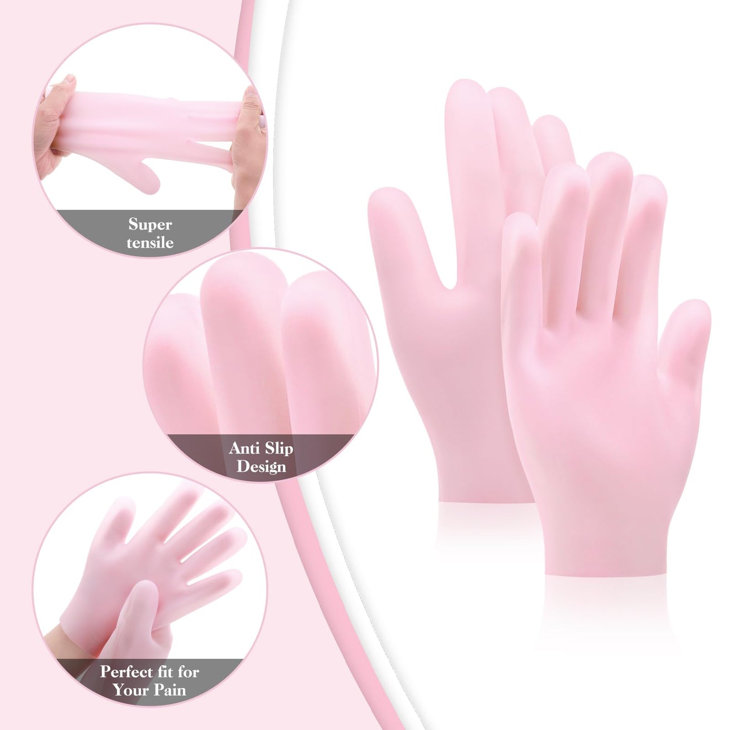 Sibba 2 Pairs Silicone Moisturizing Gloves Spa Gel Hydrating Gloves Women's Hand Care Gloves, Anti Slip Aloe Lotion Gloves for Repairing Dry Hand, Calluses, Cracked Heels and Softening Rough Skin