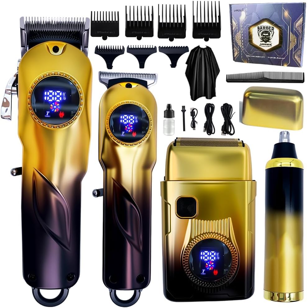 Professional Hair Clippers for Men - Versatile Hair Cutting Kit with LCD Display | Trimmer, Beard & Nose Hair Cutter