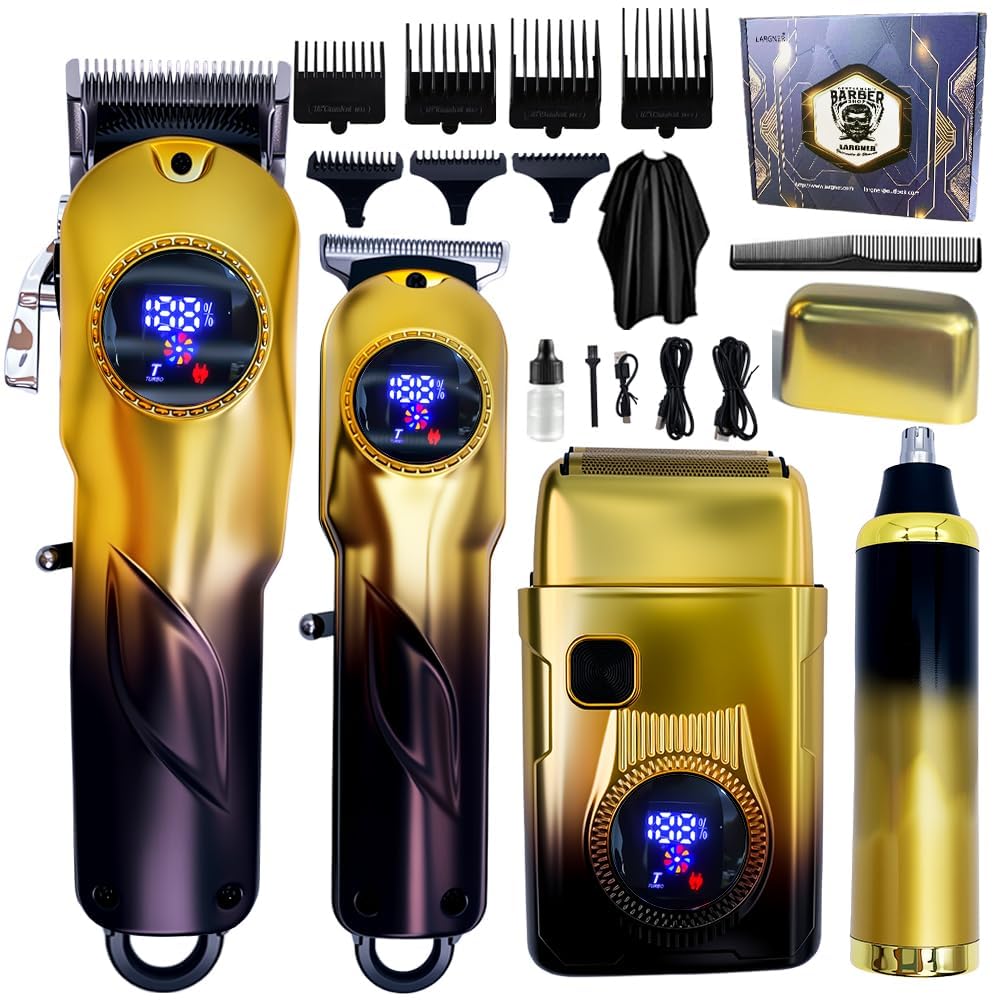 Professional Hair Clippers for Men - Hair Clippers & Hair Trimmer & Beard Trimmer and Nose Hair Cutter, Hair Cutting Kit with LCD Display Clippers for Men Father