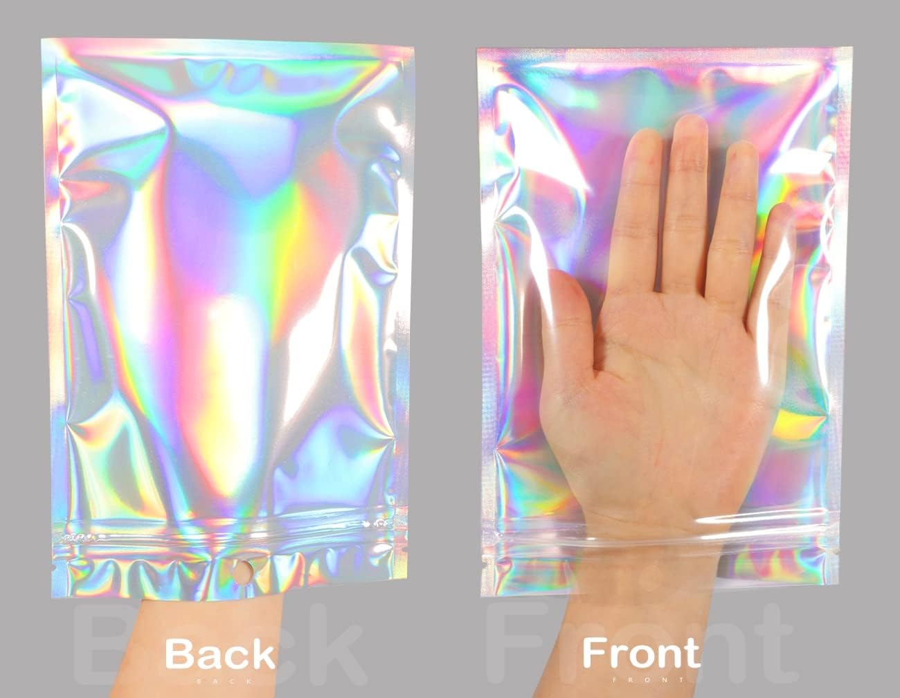 Trunple Smell Proof Bags - Resealable Mylar Foil Pouches for Food Storage | Holographic Color, 50 Pcs, 5.5x8 Inch