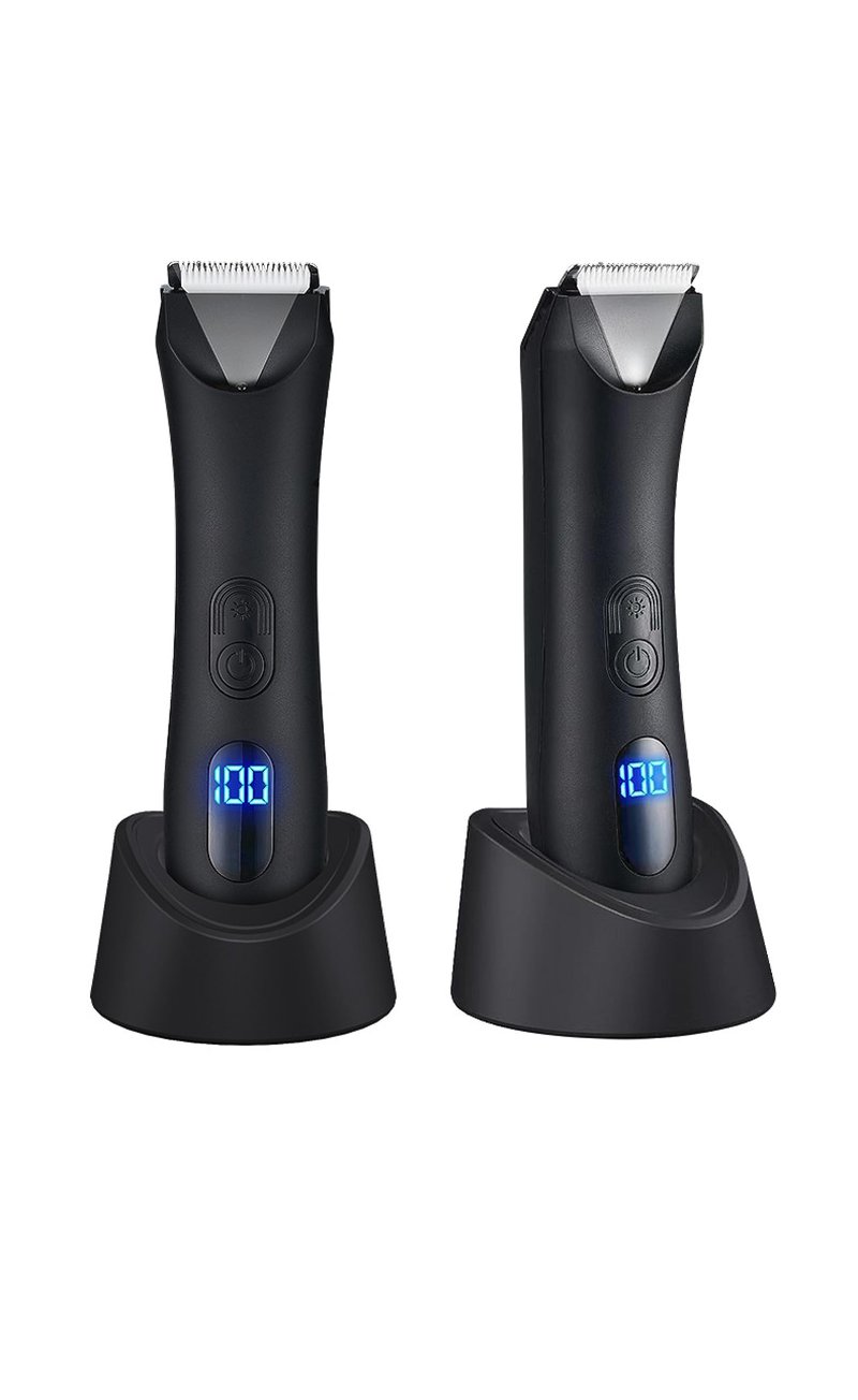 New Electric Intimate Trimmer, Digital Haircut, Shaving Razor, Men's and Women's Body Hair, pubic Hair, Leg Hair Clippers Black + Charging Base Charger (LCD Digital Display Model)