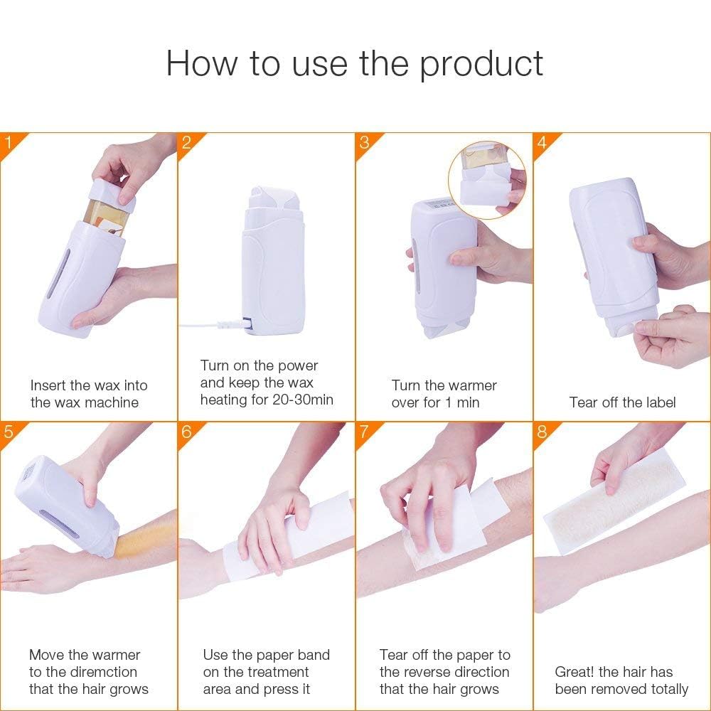 ZJchao Electric Depilatory Roll On Brazilian Wax Heater, Portable Wax Warmer with LCD Temperature Display for Home and Travel Use (US Plug 110V)