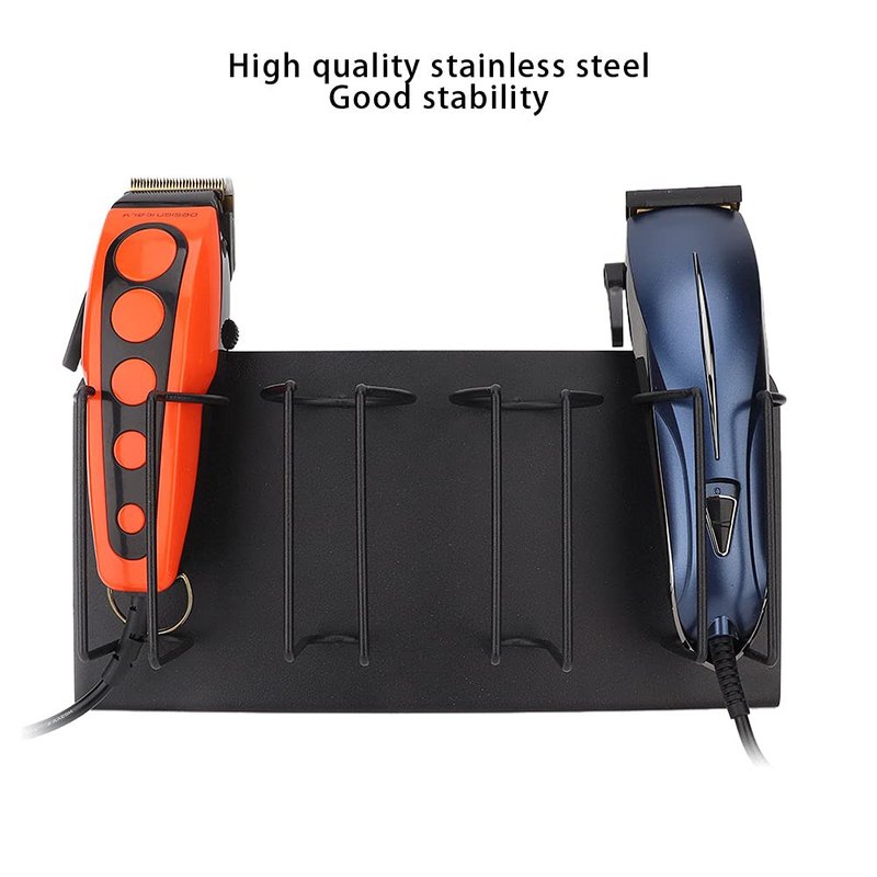 Hair Clipper Holder,Hair Clipper Rack, 4 Slots Stainless Steel Electric Hair Clipper Storage Rack Hair Cutter Trimmer Holder Stand Used for Salon Appliance Rack (Black)