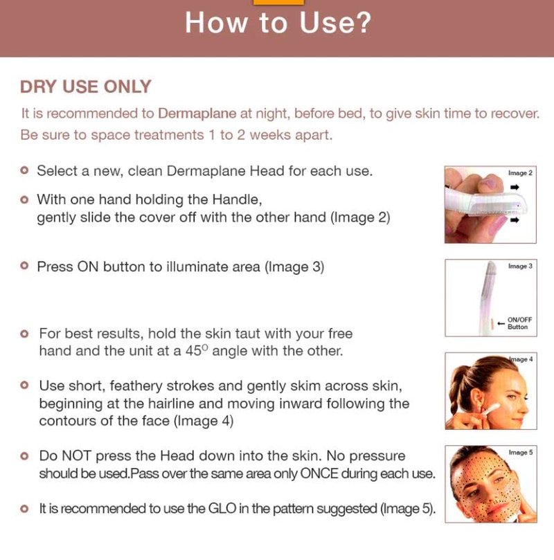 Flawless Dermaplane Glo Lighted Facial Exfoliator - Non-Vibrating | 6 Replacement Heads, White/Rose Gold