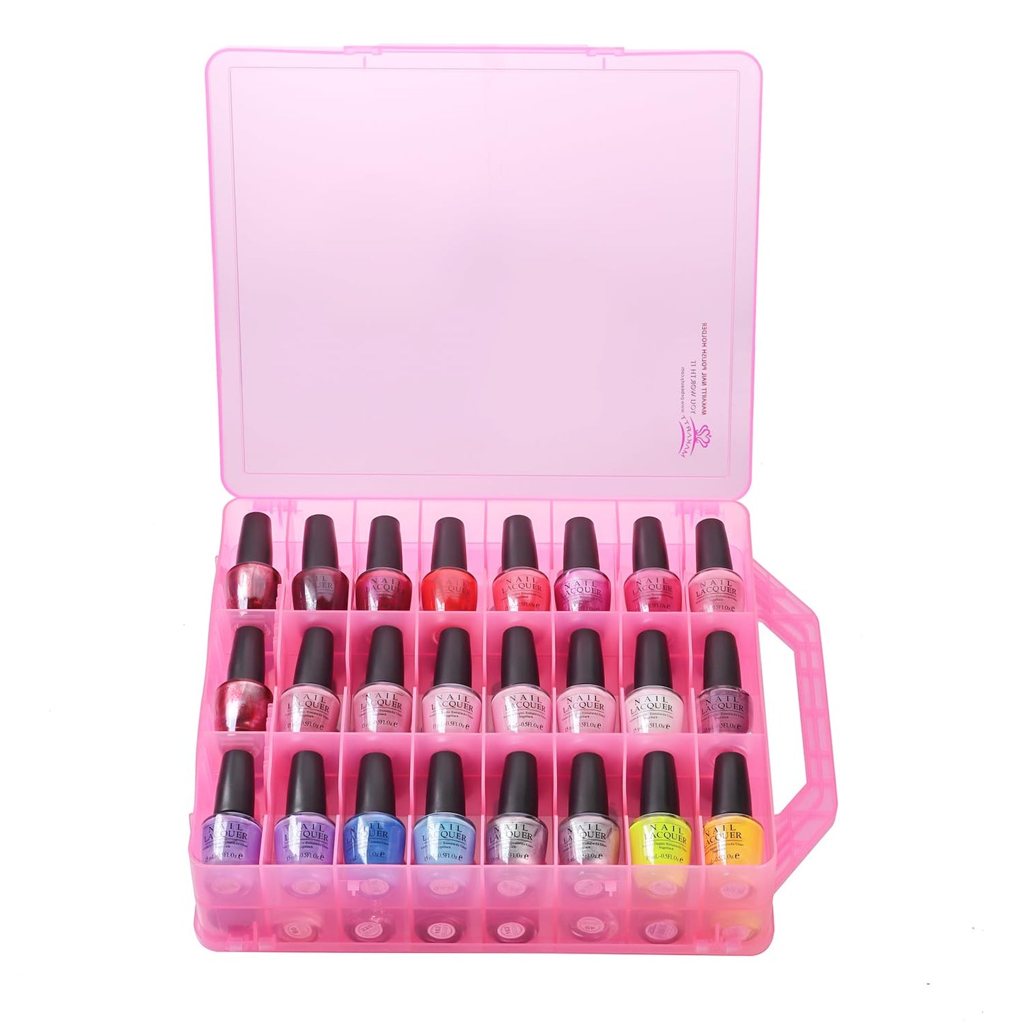 Makartt Nail Polish Organizer - Clear Holder for 48 Bottles | Portable Gel Case with 8 Adjustable Dividers
