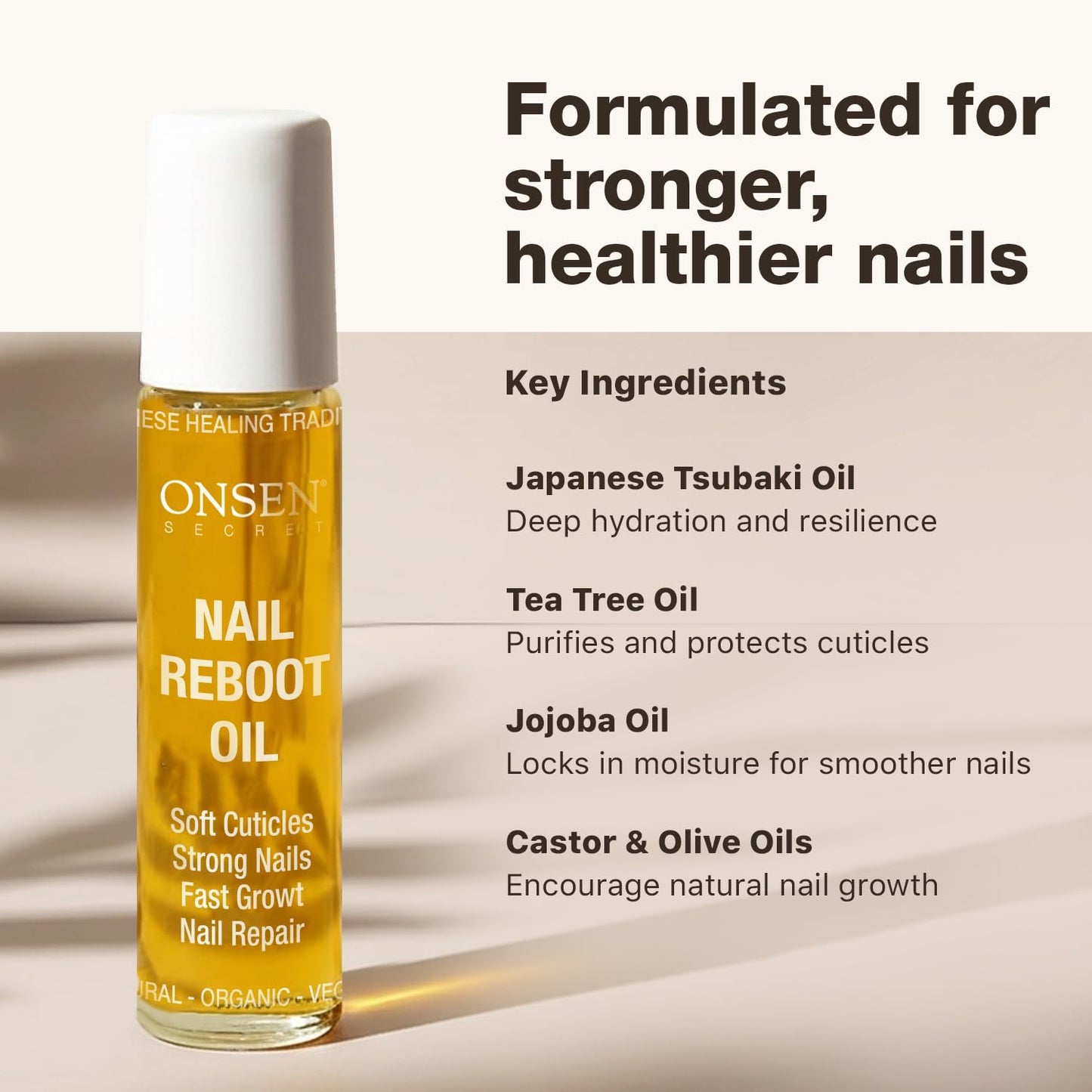 Nail & Cuticle Repair Oil - Hydrating Dry Oil with Japanese Tsubaki, Tea Tree & Jojoba | 10ml Natural Vegan Formula