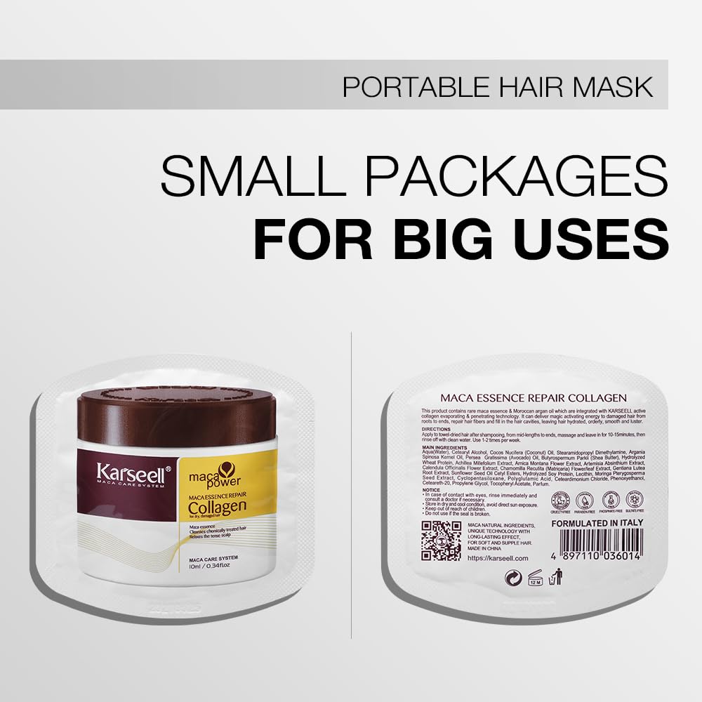 Collagen Hair Treatment Mask - Deep Repair Argan Oil Essence for All Hair Types | 10ml (24 Packs)