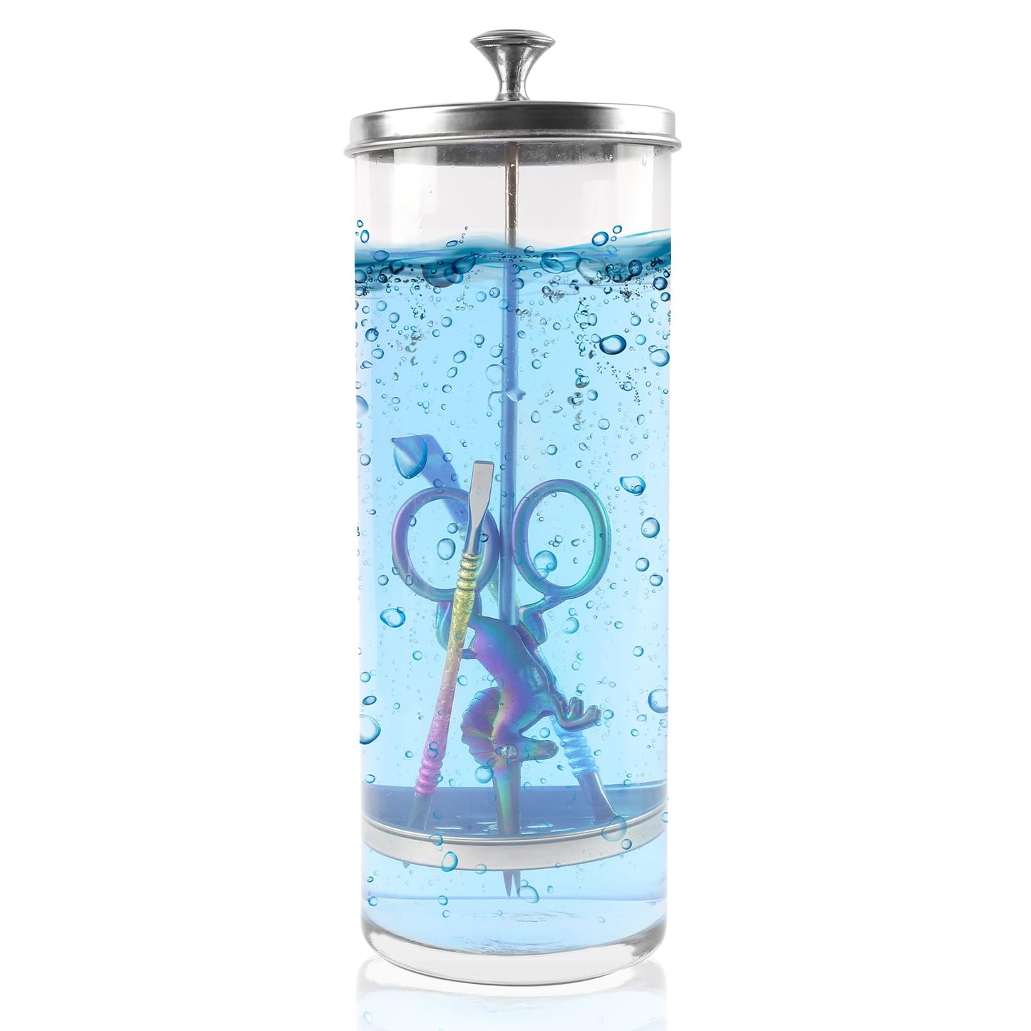 BOMOQING 35OZ Barber Jar for Manicure & Pedicure Implements, Salon Barber Tools with Removable Straining Tray (1035ml)