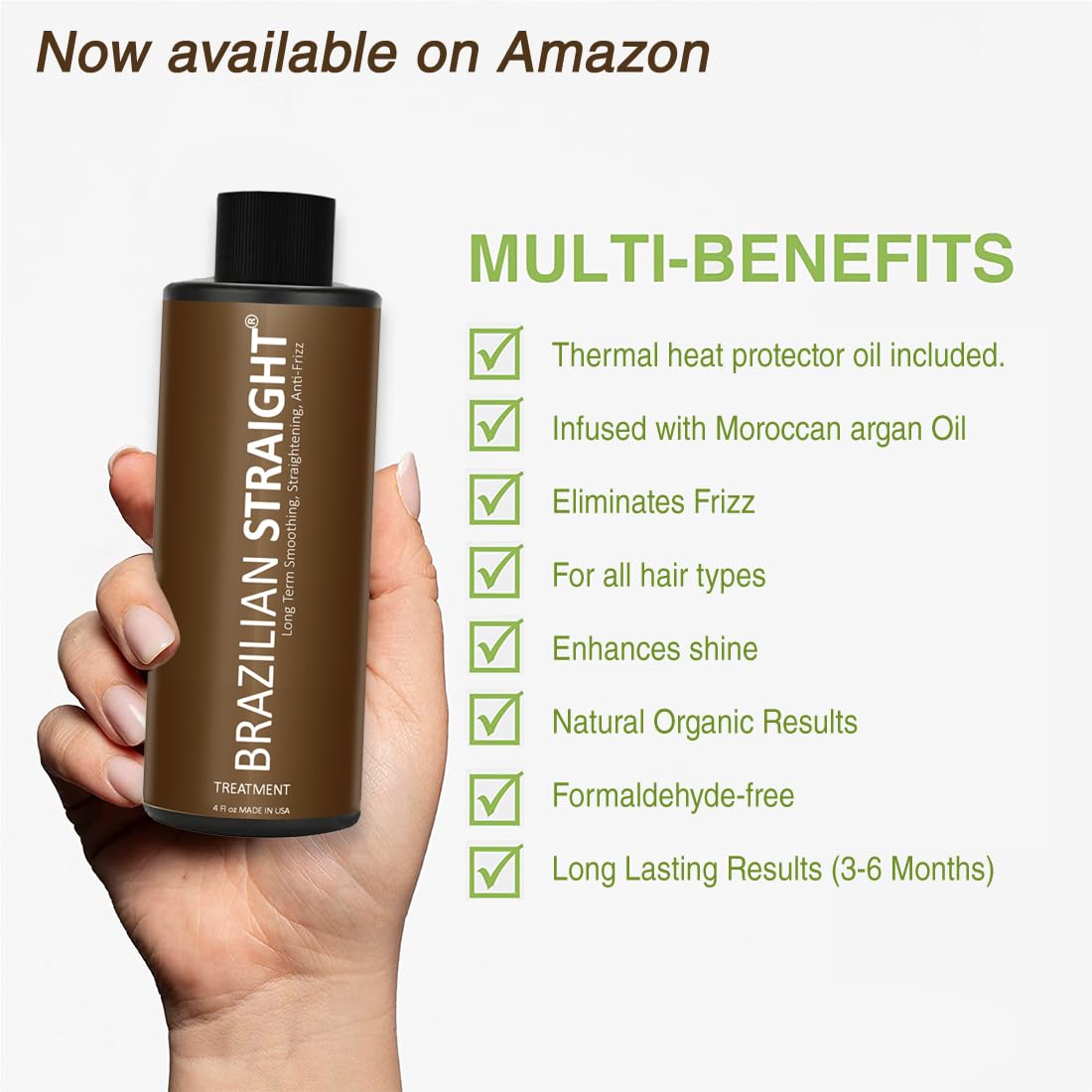 Brazilian Straight Keratin Hair Treatment - Formaldehyde-Free, Smooth & Shiny Results | 2PC Set