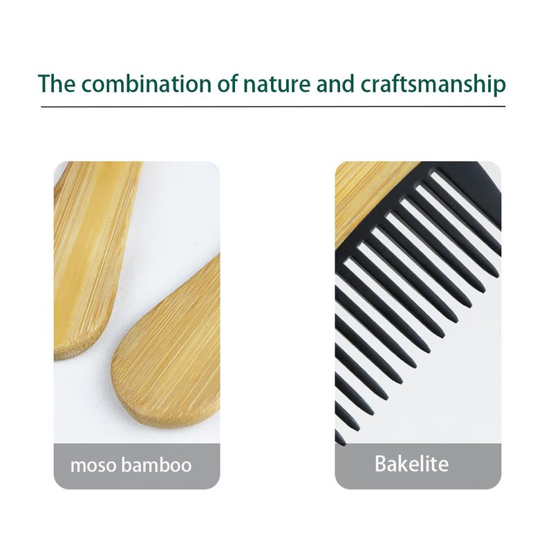 Natural Bakelite Wood Comb for Scalp Massage & Hair Care - Eco-Friendly Bamboo Wood Comb with Ergonomic Handle, Gift for Family & Friends (6.1 Inch, Black)(MediumA1)