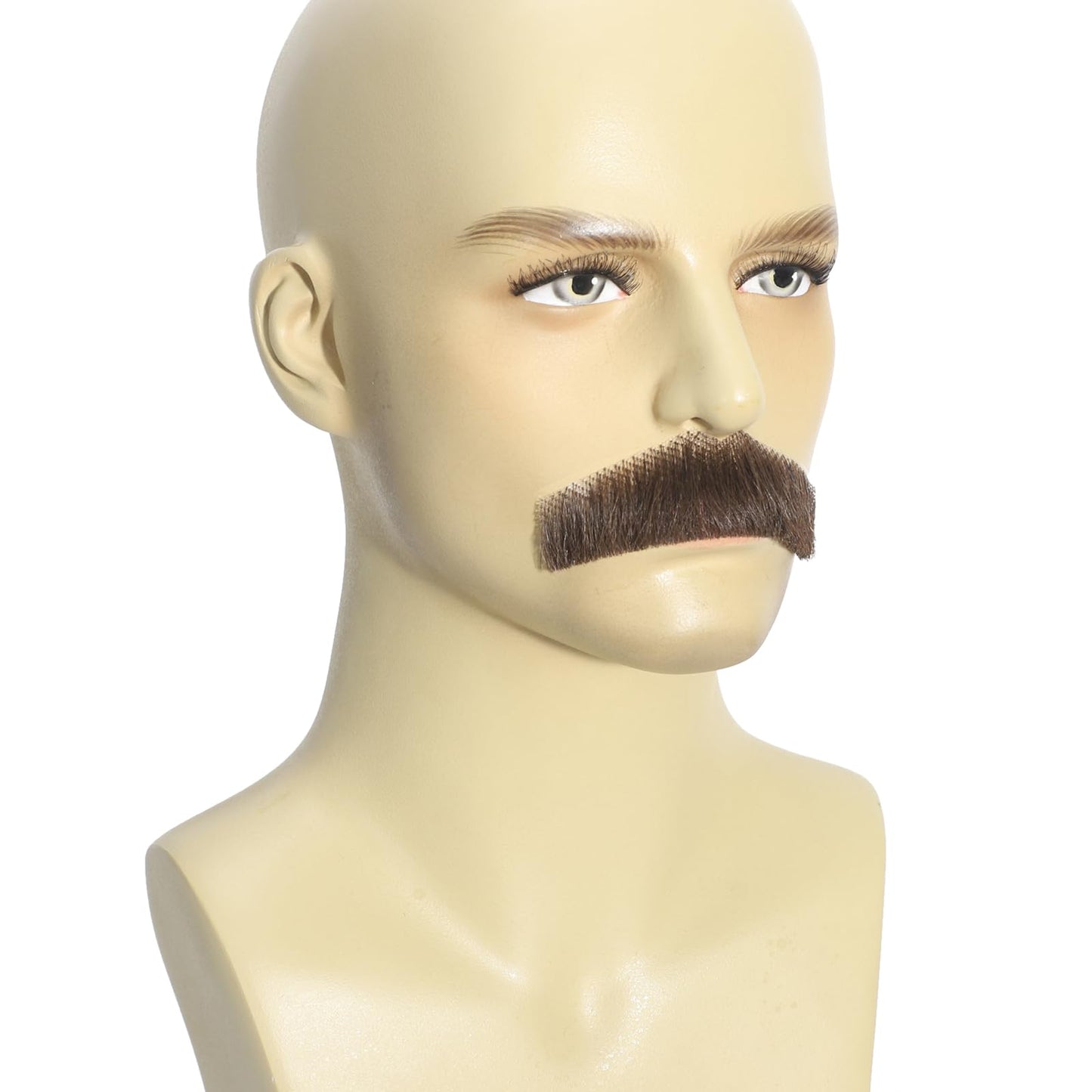 Amiunis Human Hair Beard Lace Base Hand Knotted Realistic Mustache for Adults Costume Party Cosplay Fake Full Beard (FB003-Brown)