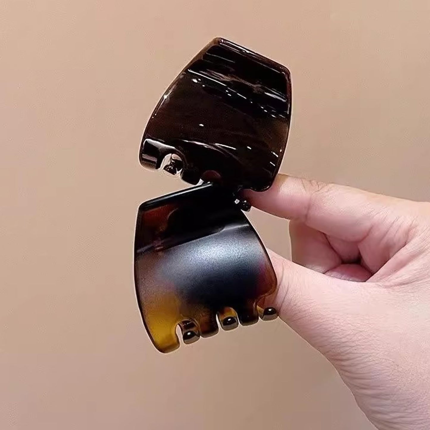 Square Hair Claw Clips - 3 Pcs Medium Matte Hair Clips | Strong Hold Non-Slip Acrylic in Amber & Coffee