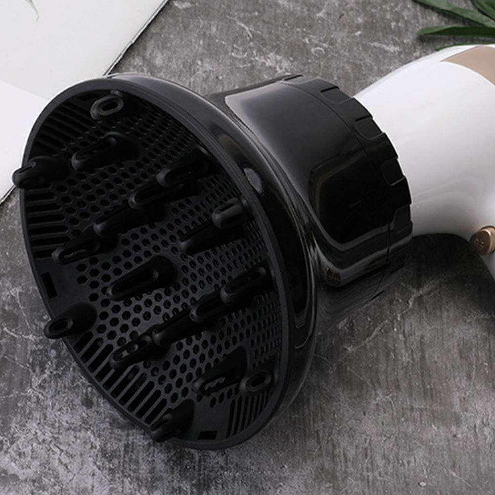 Universal Hair Dryer Diffuser - Curly & Wavy Hair Attachment for Quick Drying | Adjustable 1.4" to 2.6" (Black)