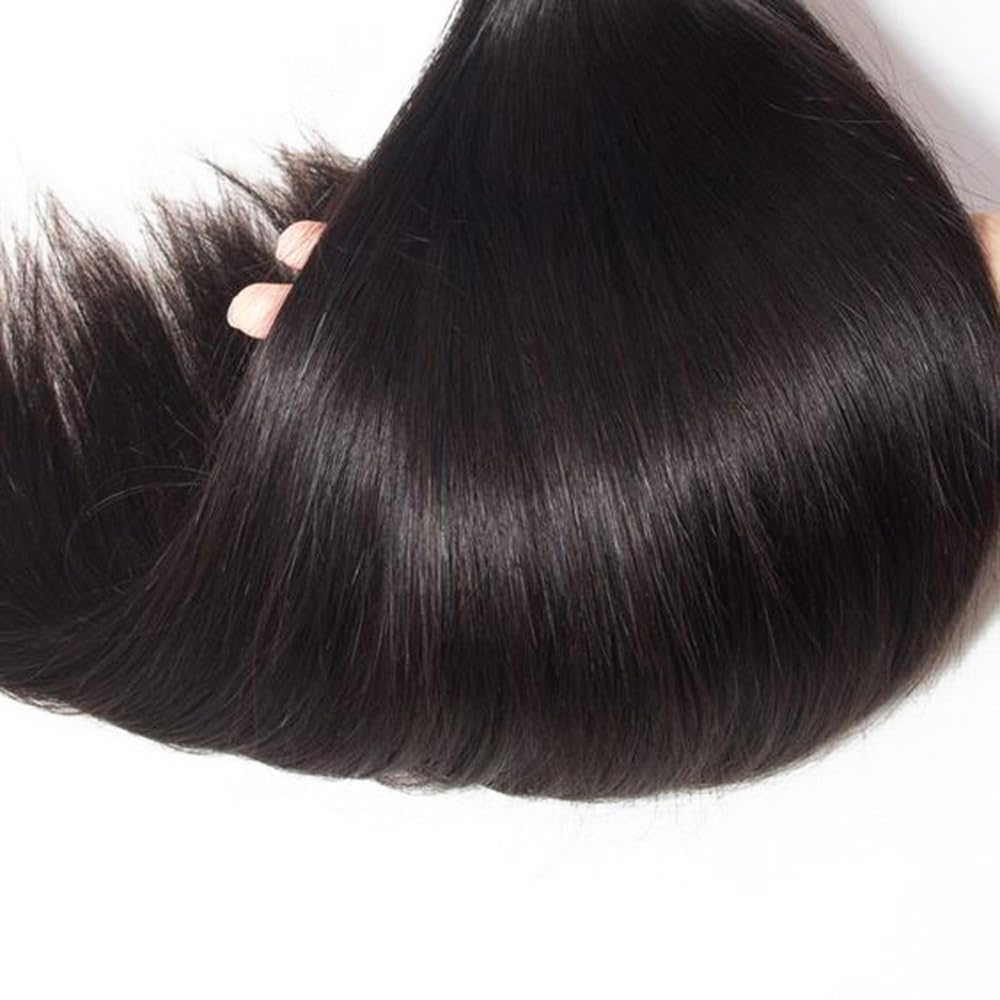 Human Hair Bundle Straight Bundles 12 14 16 inch 10A 100% Unprocessed Brazilian Virgin Hair 3 Bundles 150g #1b Color Natural Black