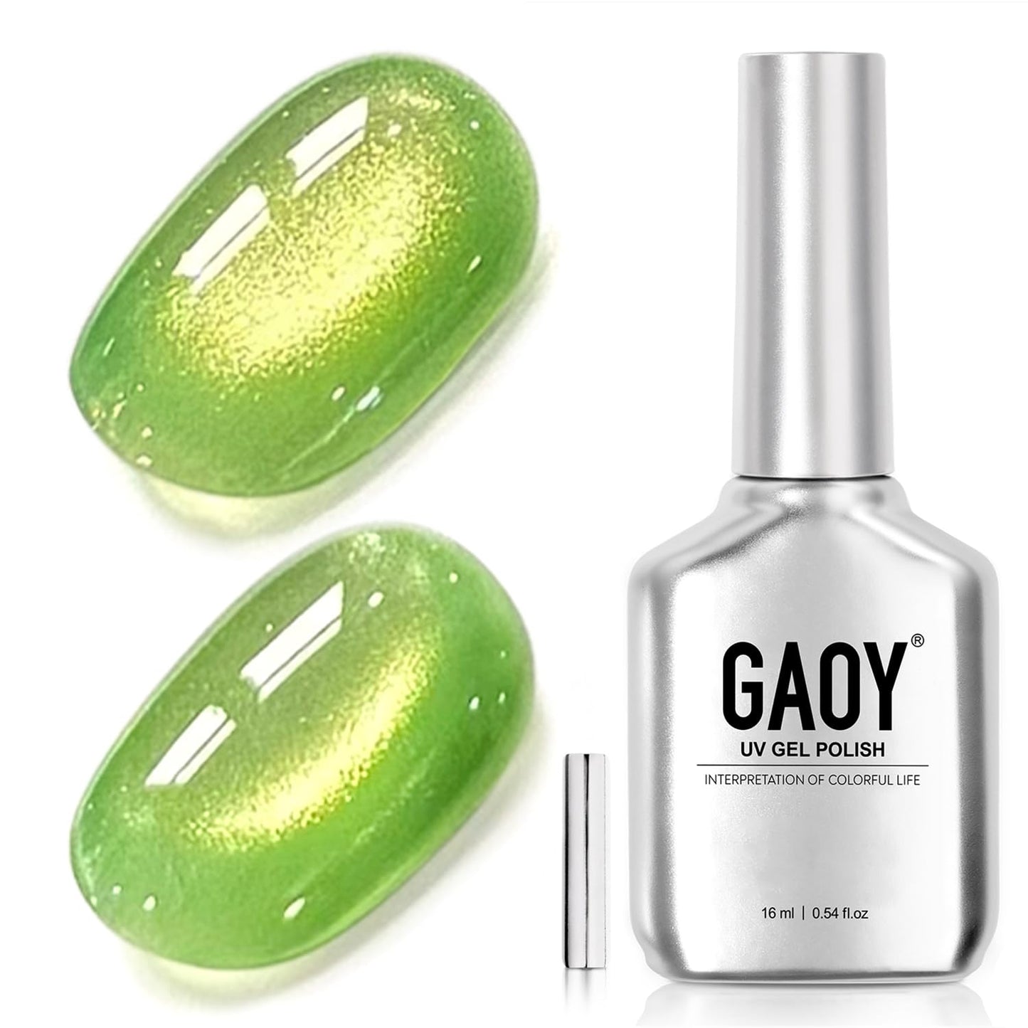 Glassy Cat Eye Gel Nail Polish - 16ml Holographic UV Gel with Magnet | Silvery Moonlight Reflective Finish