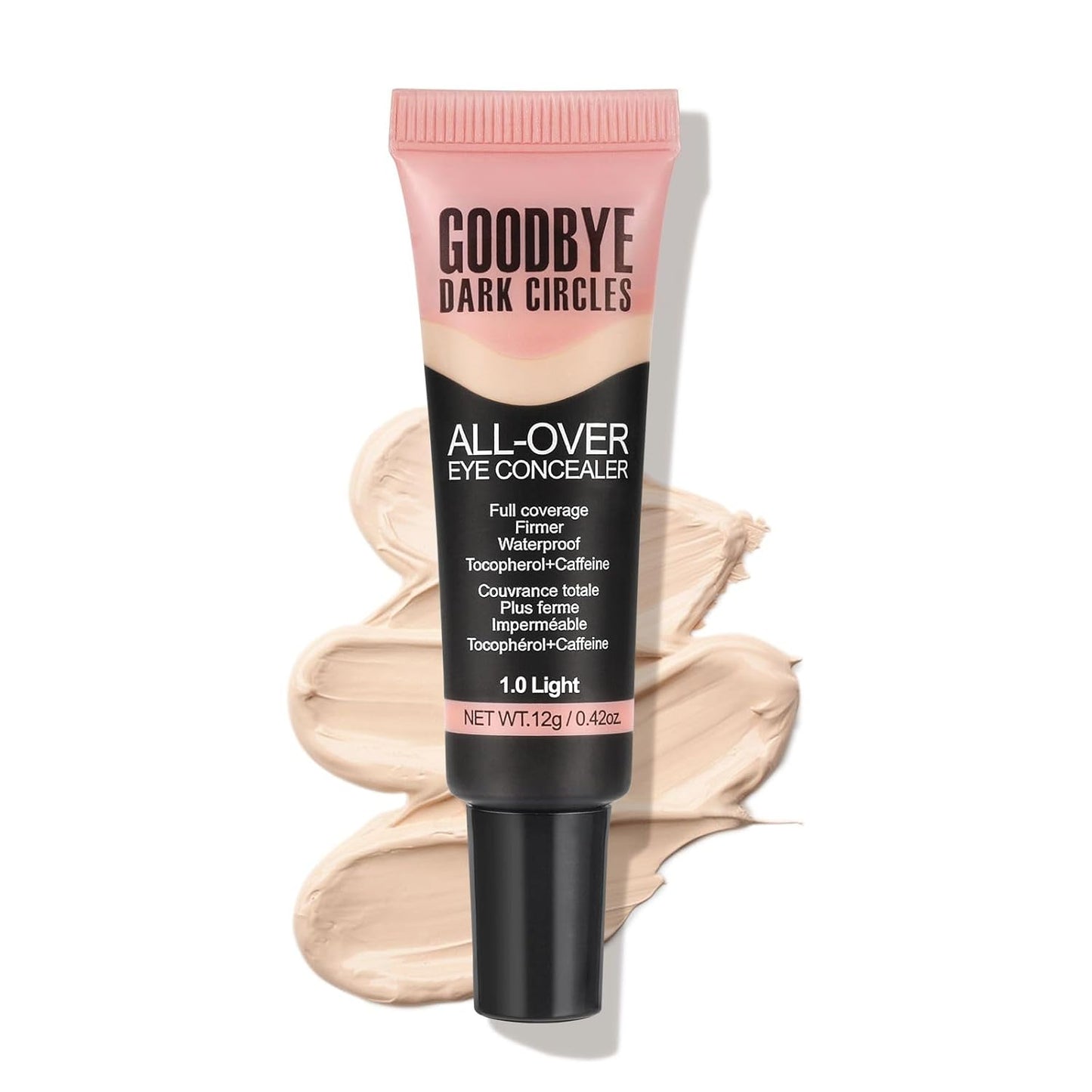 Liquid Concealer - Full Coverage Under Eye Concealer for Dark Circles & Fine Lines | Waterproof, Long-Lasting Makeup, 0.42 fl oz (Light)