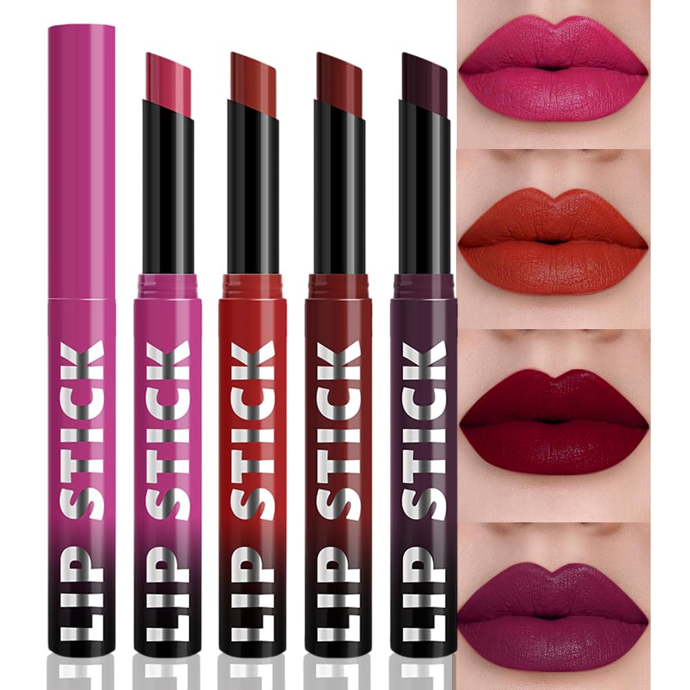 Maroon Red Matte Lipstick - Long Lasting Waterproof Vegan Lip Color | 24-Hour Moisturizing Stain