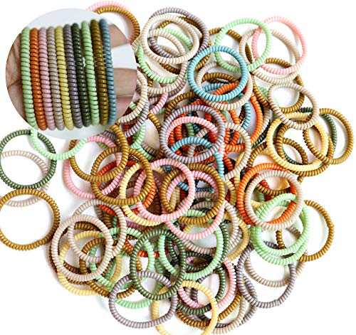 Spiral Hair Ties - 100 Pcs No Crease Elastic Coils for All Hair Types