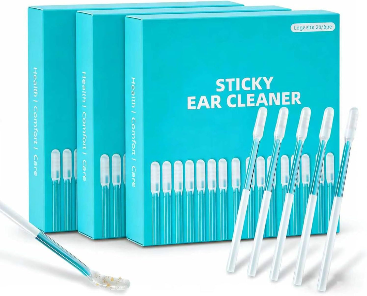 Reusable Sticky Ear Cleaning Stick - Gentle Adhesive Ear Wax Removal Tool | Soft Rubber Head, 72 Pcs in 3 Boxes