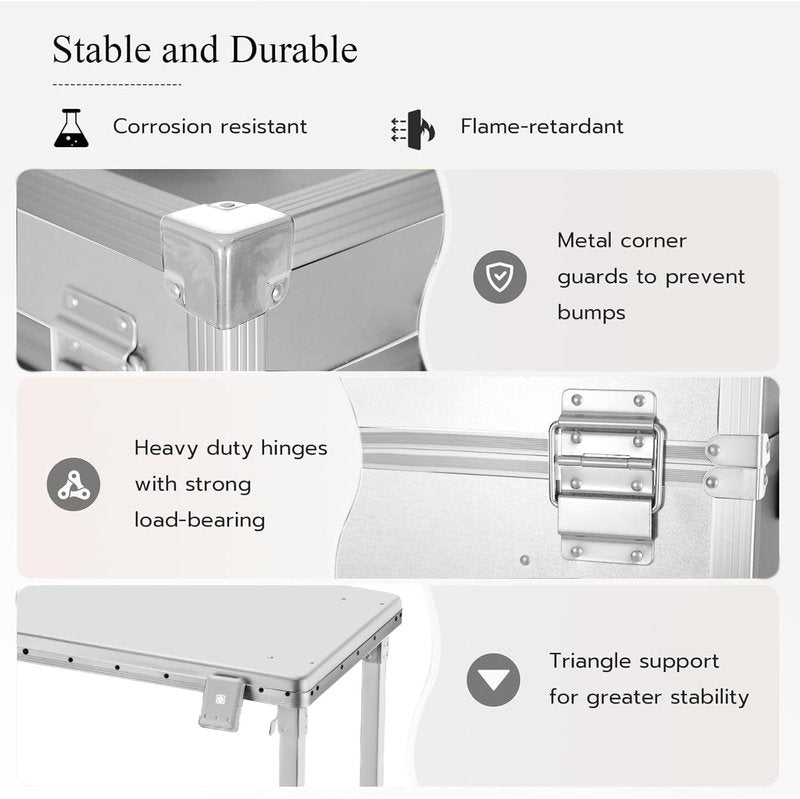 Portable Nail Desk - LED Mirror, Foldable Manicure Table with 3 Drawers | Mobile Nail Tech Workstation (White)