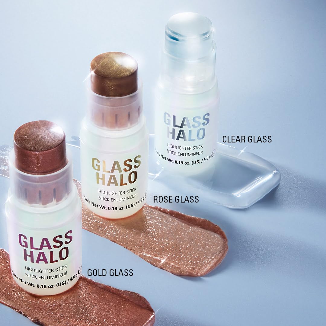 Revolution, Glass Halo Highlighter Stick for Face & Body, Cream Formula, Dewy Radiant Glow with Peptides, Jojoba Oil & Vitamin E, Travel-Friendly, Golden Glow, 0.16 oz