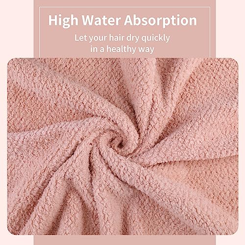 Laojbaba Microfiber Hair Towel 48x24 Inch Quick Dry & Ultra Absorbent - Lotus Root Pink