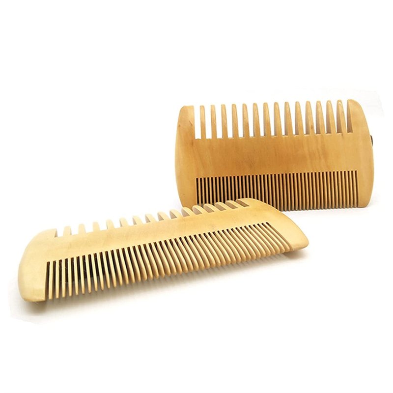Beard Comb Wooden Mustaches Combs Dual Action Teeth for Beards Mustaches The Art of Shaving Beard Comb,Wood color Practical and Deft