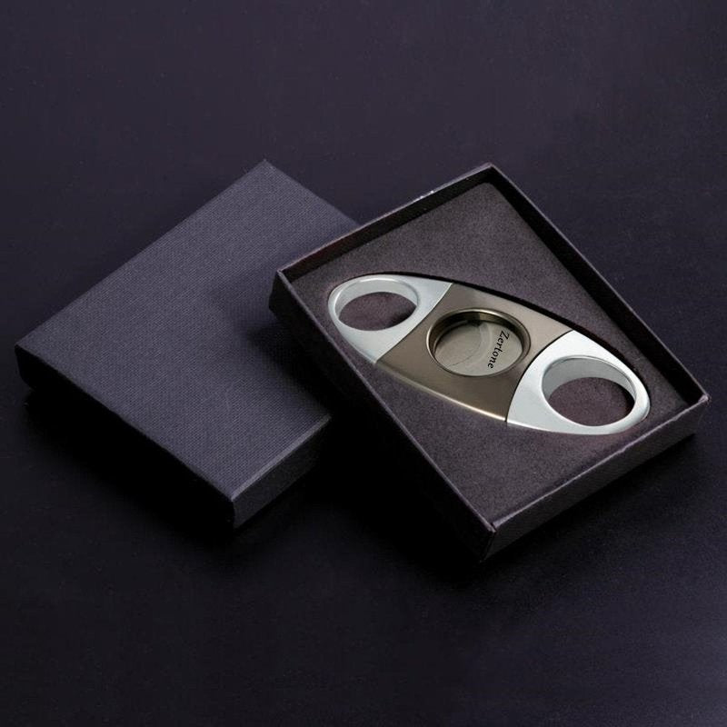 Cigar Cutter Guillotine 420 Stainless Steel Double Blade, 23mm Max. Cigar Diameter Guillotine Cigar Cutter (Gun Color)