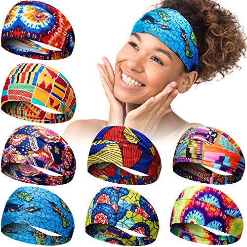 8 Pcs Boho African Headbands for Women - Stretchy Hair Accessories