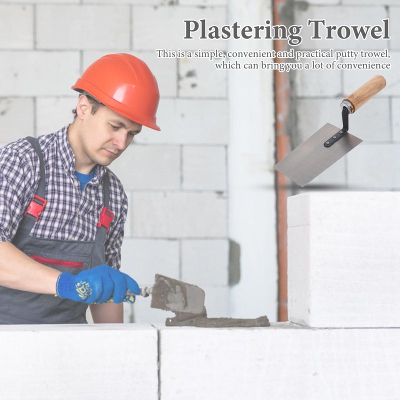 POPETPOP 4 Pcs Plastering Knife Set Stainless Steel Masonry Trowels with Wood Handle Concrete Finishing Trowel and Construction Spatulas for Drywall Plaster Paint Scraping