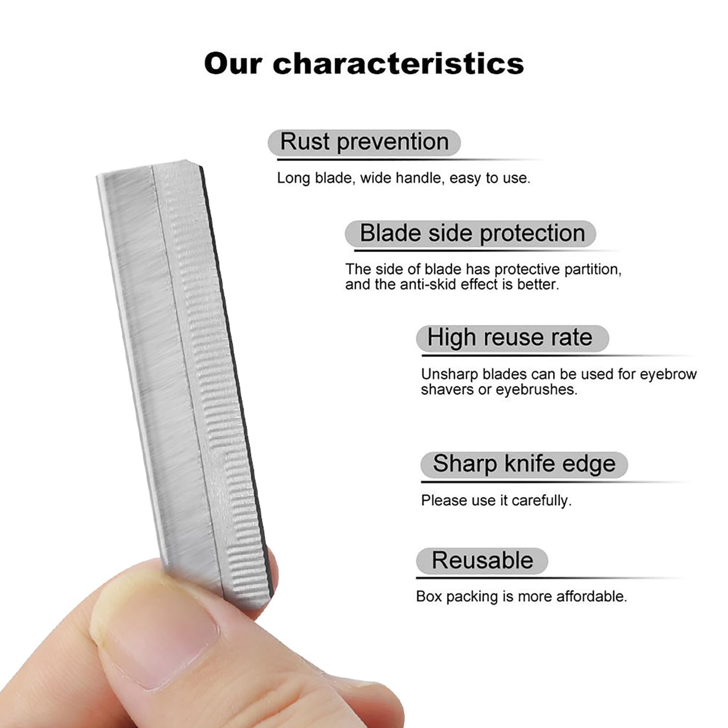 Bezall 50Pcs Single Edge Razor Blades, Stainless Steel Straight Razor Blade Refills, Eyebrow Trimmer Facial Hair Blades for Women and Men