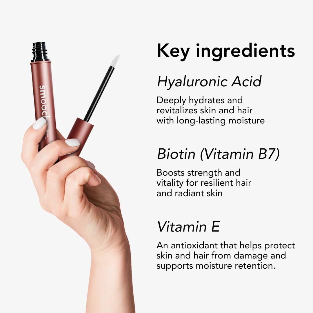 Smooche Eyebrow Growth Serum – Clinically Tested Natural Brow Enhancing Serum for Fuller, Thicker Brows in 8 Weeks – Vegan & Hormone‑Free – 3 mL