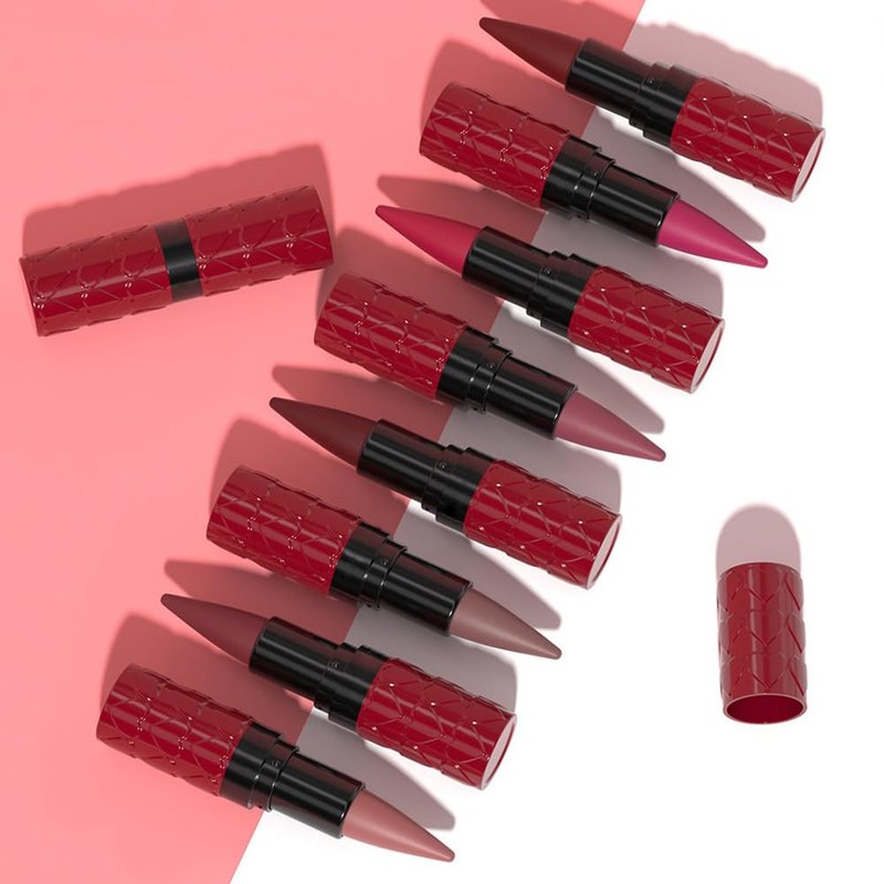 Ruby Dark Red Matte Lipstick & Lip Liner Set - Long Lasting Waterproof | 3 Pcs Combo for Flawless Ombre Effect