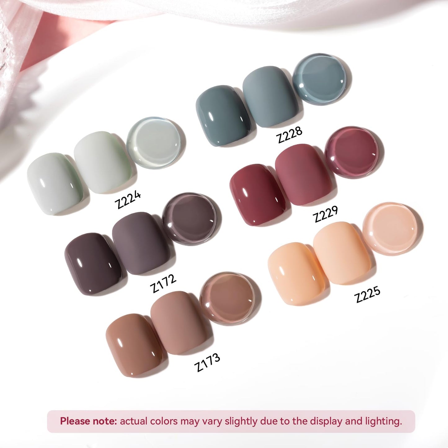 Nailshion Nude Grays Nail Polish Set, Quick-Dry Non-UV Gel, 6 Colors