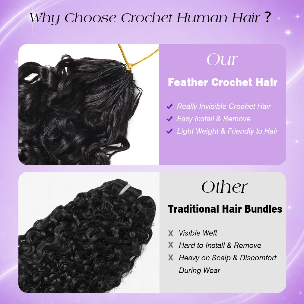 Burmese Curly Crochet Hair - 24 Inch 60g Pre-Separated Invisible Knots | Real Raw Human Hair for Black Women