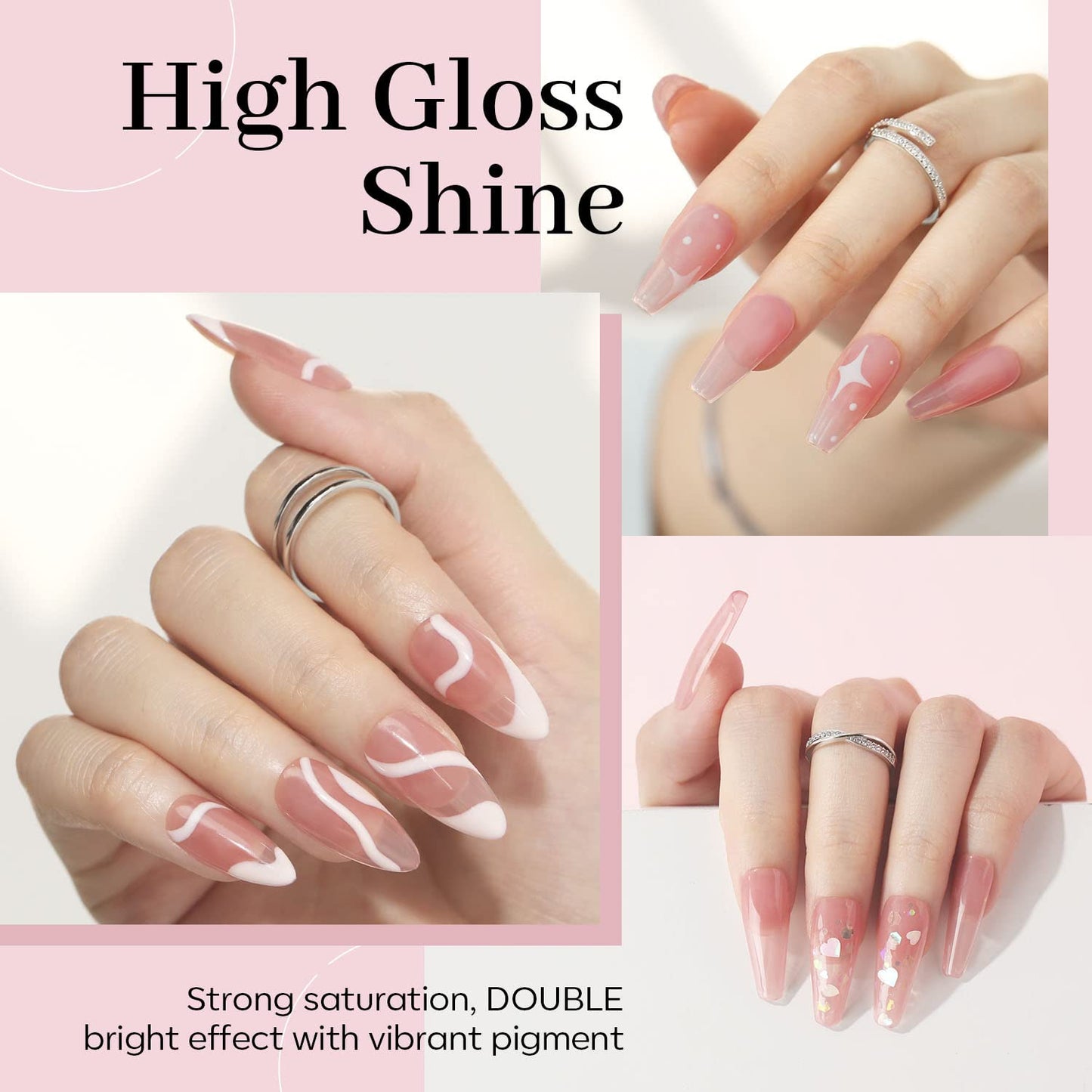 modelones Pink Gel Nail Polish Jelly Nude Pink Gel Polish French Tip Base Colors Translucent Soak Off U V Soap Nails for Nail Art Manicure at Home 15ML