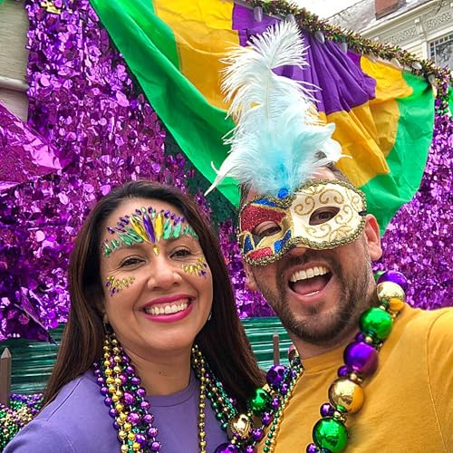 Wehhbtye Mardi Gras 8-Piece Face Jewel Stickers Self-Adhesive Glitter Eye Crystals