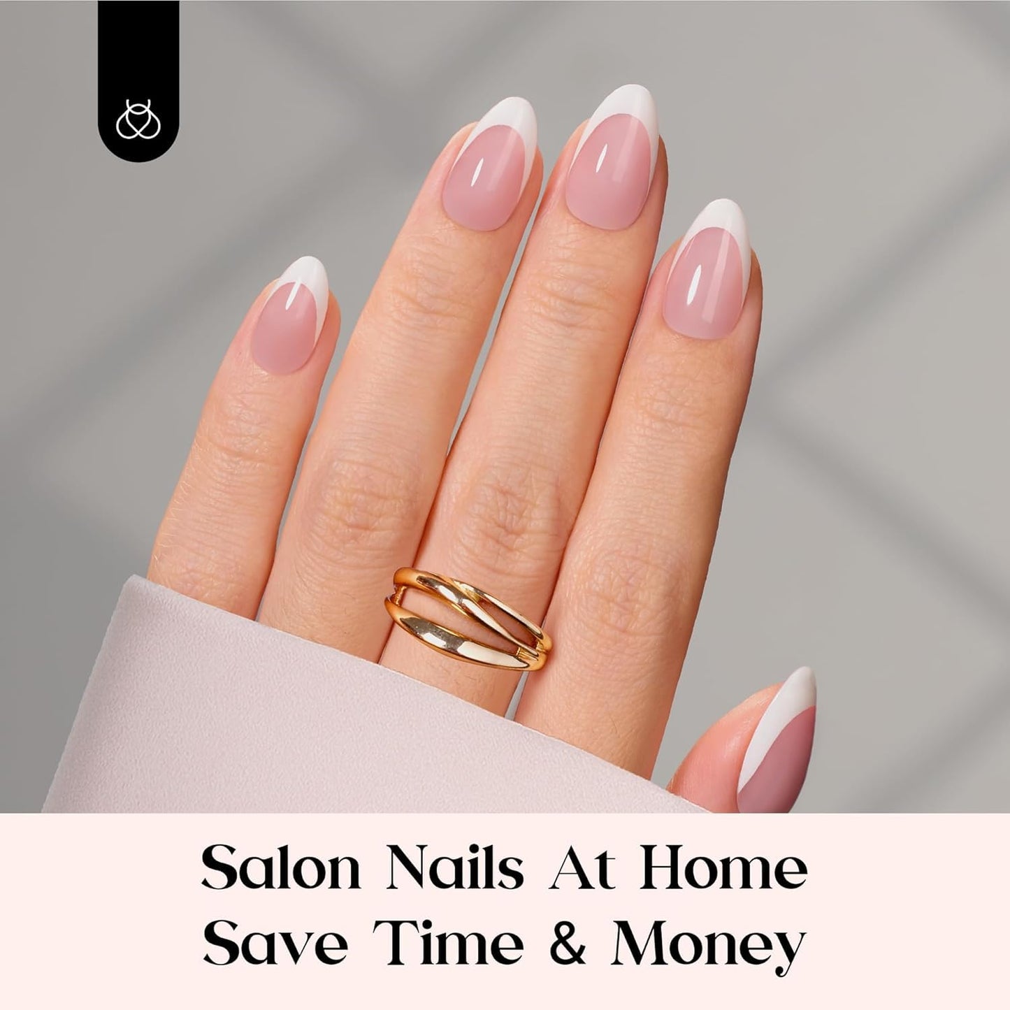 Beetles French Tips Press On Nails: 224 Pcs Pink Short Almond Press On Nails, Reusable Acrylic Nail Tips Soft Gel Nail Tips False Nails Art DIY for Women,16 Sizes
