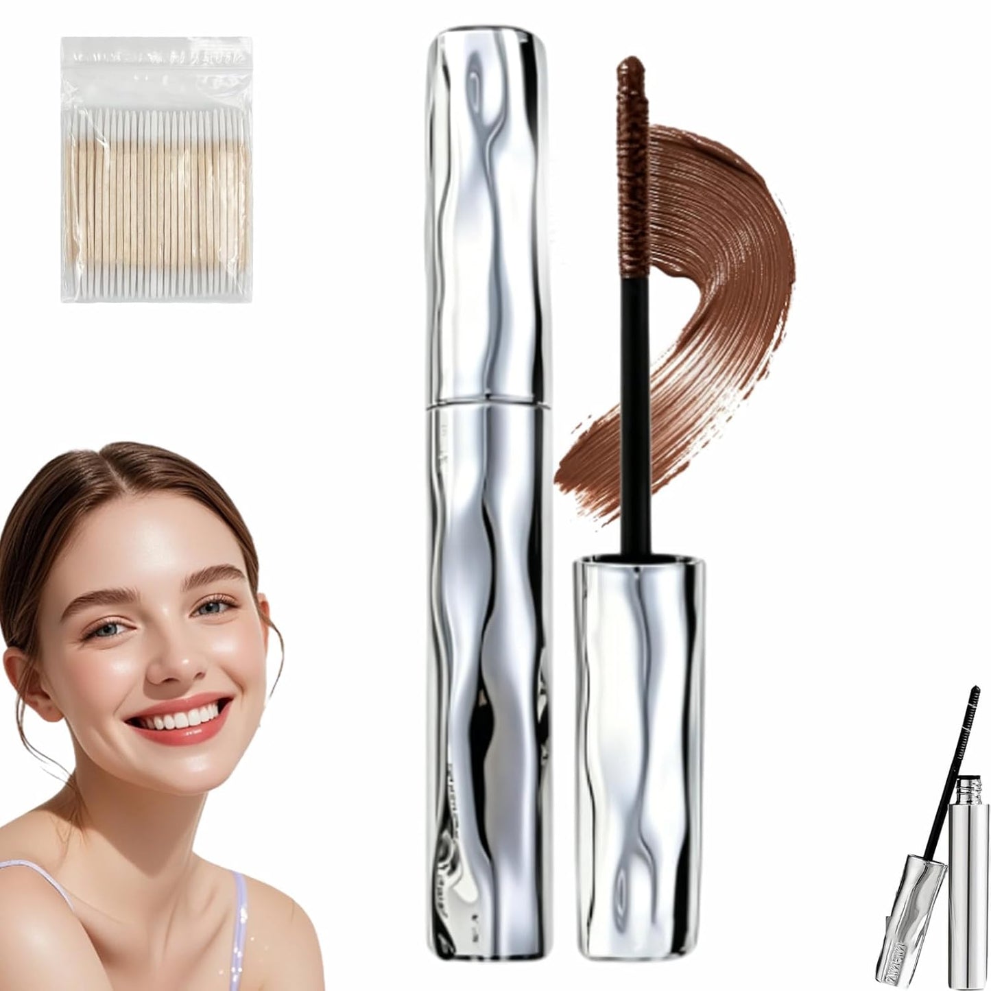 Waterproof Fiber Mascara - Volume & Length Without Clumping | Smudge-Proof, Curling Wand, Natural Finish (1pcs)