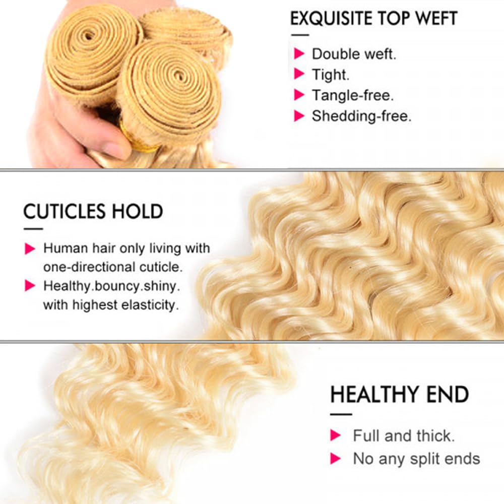 Honey Blonde Bundles 613 Kinky Curly Bundles Human Hair Blonde Bundle 26 26 inch Two Tone 613 and 27 Bundle