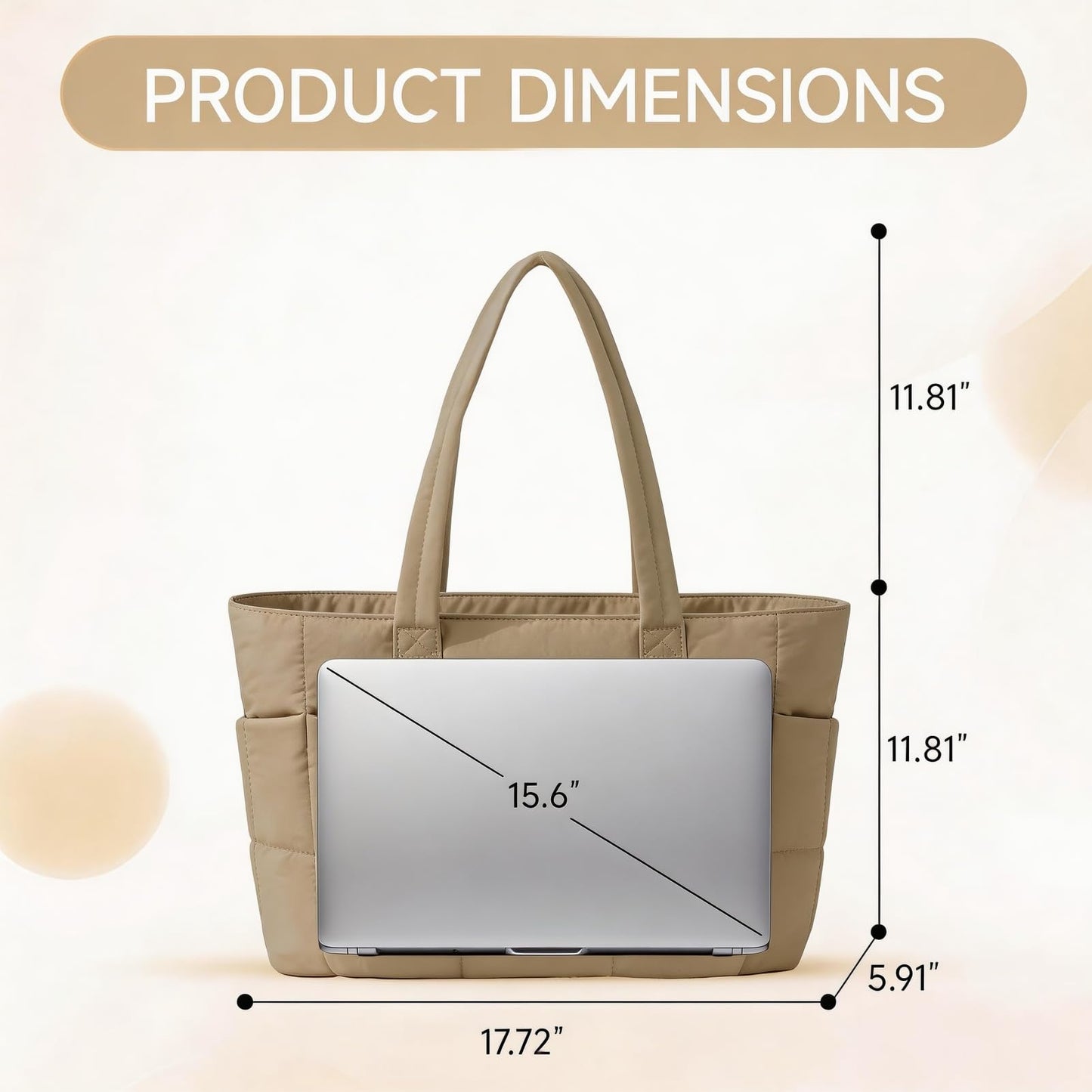 SODEER Tote Bag for Women,Lightweight Puffer Work Shoulder Tote with Compartments,Quilted Handbag for Teacher Nurse College