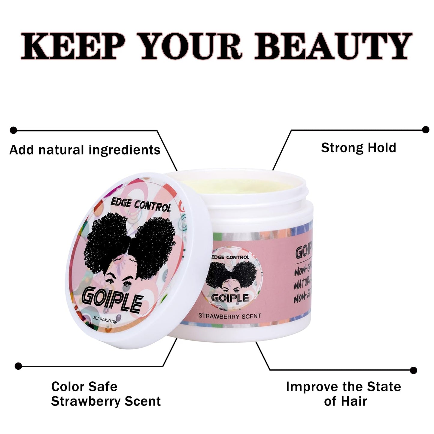 WOZUTUNT Edge Control Wax, Hair Styling Product, Strong Hold Non-greasy Edge Control Gel, Edge Wax, Rosemary Oil for Hair Growth, for Black Hair, Includes Edge Brush, 4 oz